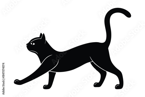 stretching cat vector icon silhouette