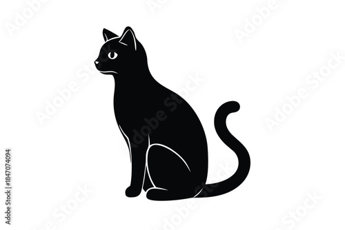 sitting cat vector icon silhouette