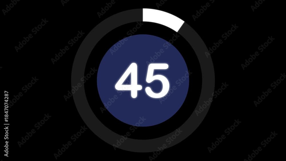 Countdown timer with circle indicator for 50 seconds .Circle countdown ...