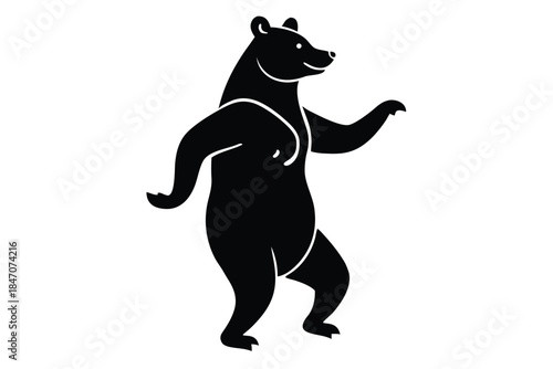 dancing bear vector icon silhouette