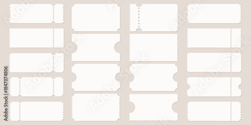 A set of 18 blank ticket templates
