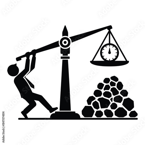 Balancing time and effort isolated on white background, Vector