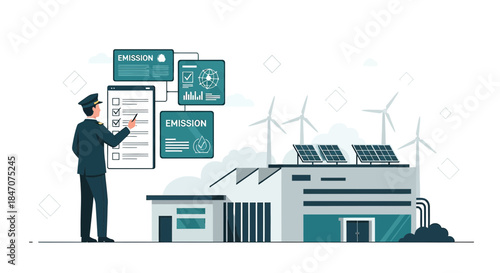 Factory Inspection for Emission Standards with Renewable Energy Integration Assessment