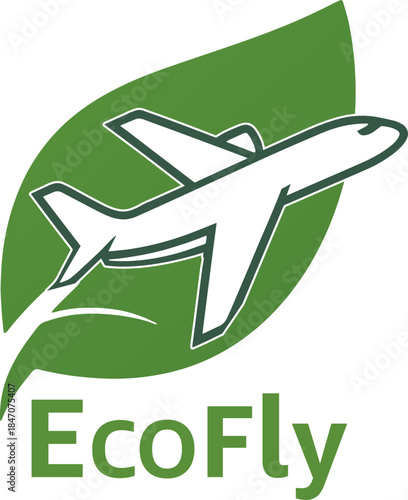 Eco Fly Green Airplane Logo Sustainable Aviation Travel Vector