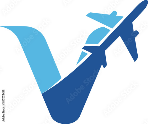 Flight Check Mark Logo Airplane Travel Booking Verification Vector