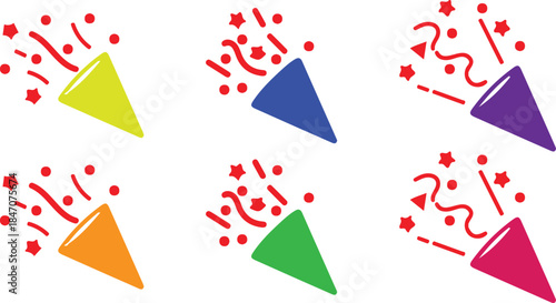 party confetti six icons set vector illustration art celebration icons colorful vector design