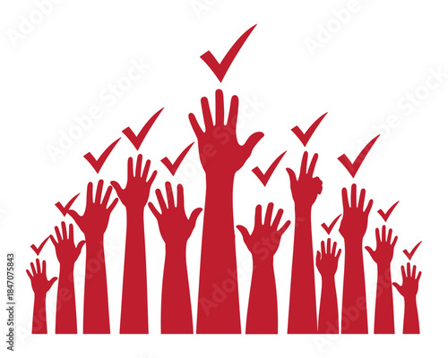 Voting Hands Vector Democracy Election Checkmark Illustration