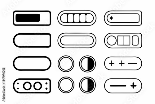 Flat Vector UI Controls Icon Set  Buttons, Toggles, Sliders, and Form Elements in Modern Style
