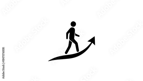 Man standing on arrow black white icon