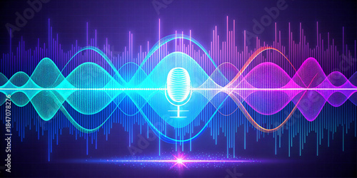 Digital Voice Assistant, AI Sound Wave & Speech Recognition Concept