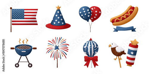 Fourth of july celebration icons