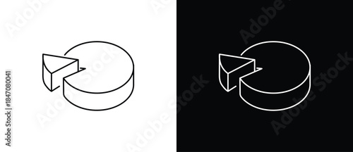 Line icon of a pie chart. Business chart icon with graphs, statistics, pie charts for finance or analysis. Visual charts with round and slice layouts for data presentation. Vector donut chart .