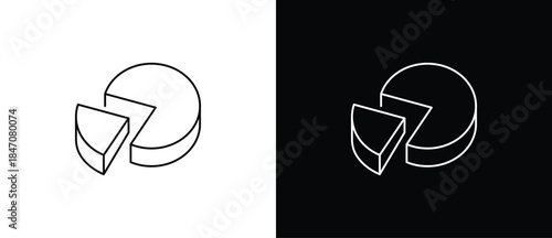 Line icon of a pie chart. Business chart icon with graphs, statistics, pie charts for finance or analysis. Visual charts with round and slice layouts for data presentation. Vector donut chart .