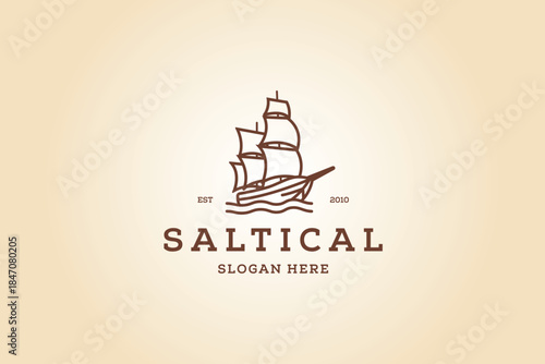 Simple sail boat logo vector. 