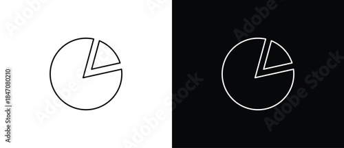 Line icon of a pie chart. Business chart icon with graphs, statistics, pie charts for finance or analysis. Visual charts with round and slice layouts for data presentation. Vector donut chart .