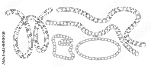 Chain outline Vectors. Broken and Linked Chain Icons Set.