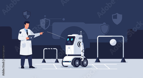 Future technology demonstration of a security robot with an expert in cybernetics