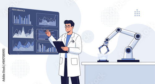 Futuristic lab analysis of data and robotic manufacturing process for optimized outcomes