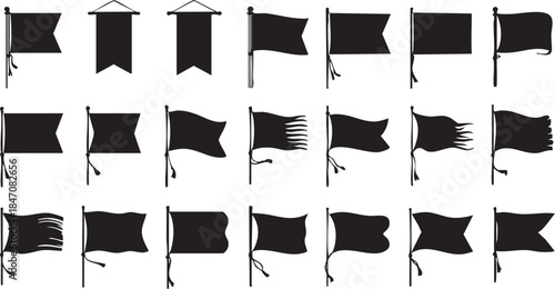 Hand drawn flags. Monochrome labels. Wanderlust style pennants