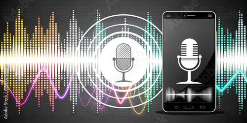 Digital Voice Assistant, AI Sound Wave & Speech Recognition Concept