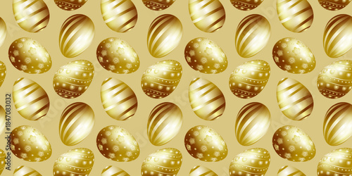 A seamless Easter pattern with dainty golden eggsБезымянный-3