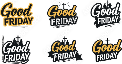Good Friday Logos with Cross Symbol Designs for Religious Themes