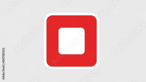 Red Square Sign: A striking, minimalist illustration of a red square sign with a rounded border and a white square in the center, set against a plain background.
