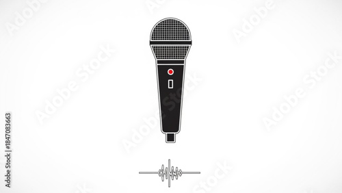 Microphone in Isolation: An artistic illustration of a vintage microphone with soundwaves against the background. Symbolizing communication.