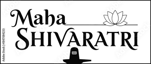 Maha Shivaratri Festival Greeting with Lotus and Peaceful Symbol