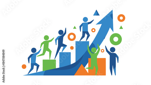 Modern Business Productivity Flat Vector Illustration Set