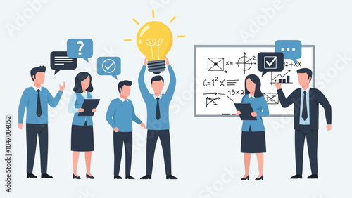 Modern Business Productivity Flat Vector Illustration Set