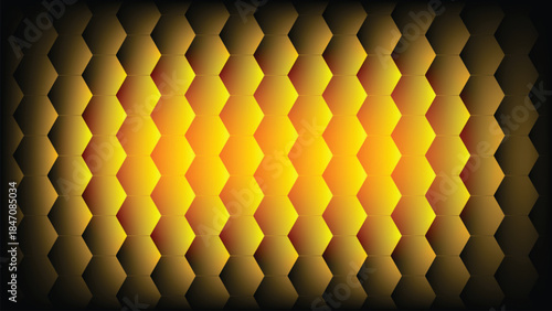 Golden honeycomb pattern with hexagonal cells and gradient lighting effect
