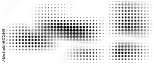 Dotted halftone gradient texture. Fading polka dot background. Repeated dots gradation pattern background. Black vanishing comic pop art overlay backdrop. eps 10