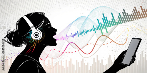 Digital Voice Assistant, AI Sound Wave & Speech Recognition Concept