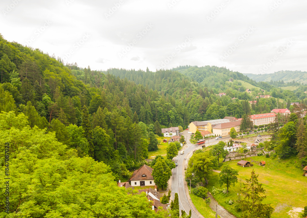 Fototapeta premium View on surroundings from castle Bran in Romania