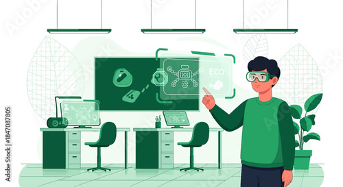 Innovative eco-technology with virtual reality interface for sustainable solutions and