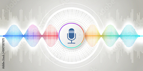 Digital Voice Assistant, AI Sound Wave & Speech Recognition Concept