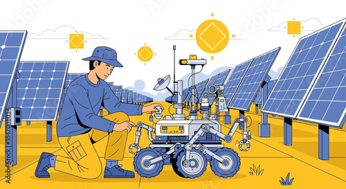 Innovative solar farm maintenance with advanced robotics for sustainable energy production