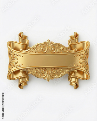 Classic Baroque Gold Banner with Decorative Floral Elements