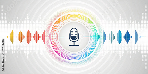 Digital Voice Assistant, AI Sound Wave & Speech Recognition Concept