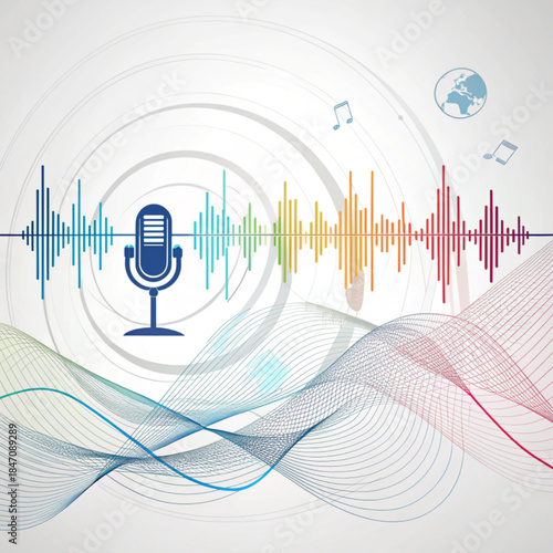 Digital Voice Assistant, AI Sound Wave & Speech Recognition Concept