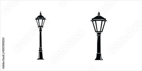 Detailed illustration of a double street lamp icon for urban environments