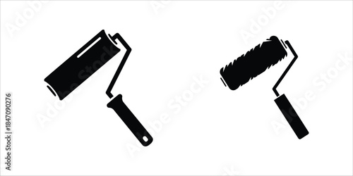 Paint Roller Silhouette Icon A Decorating Tool Illustration