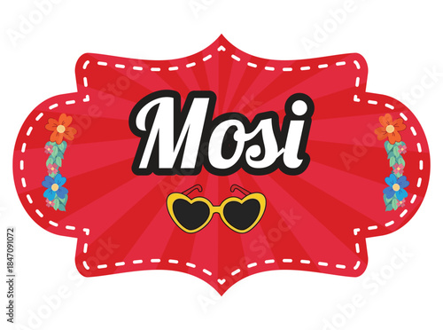 Mosi wedding hand held signboard for fun family photos, Indian marriage photo prop for maternal aunt during festive wedding celebrations