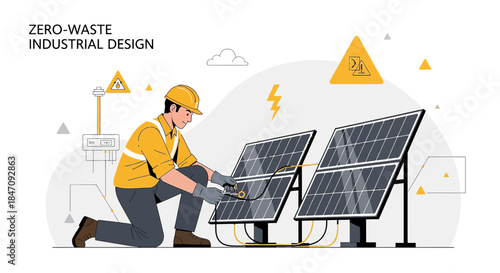 Technician ensuring operational efficiency of solar panels for a cleaner greener energy future