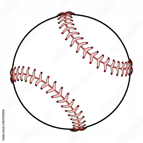 Baseball drawing, isolated on a white backdrop, cartoon illustration. AI