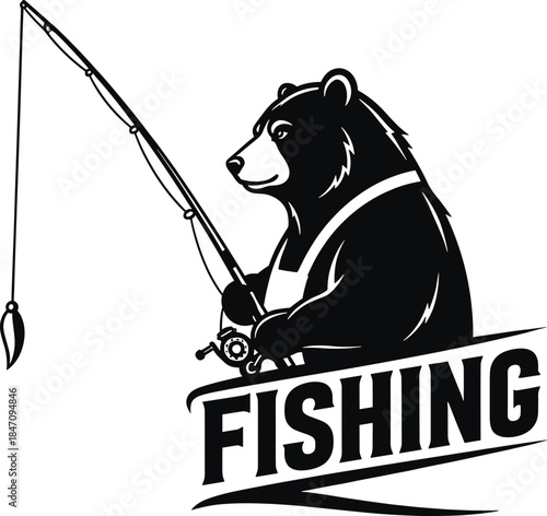 Black bear fishing with rod and reel grizzly bear fishing rod bear, fishing, black bear, grizzly bear, fishing rod, reel, fishing line, hook, fishing bear wildlife, outdoors, recreation, hobby, fishin