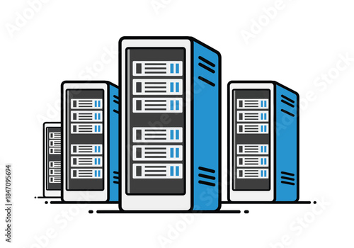 Modern Server Racks in a Data Center.