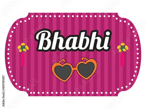 Bhabhi wedding hand held signboard for stylish family photos, Indian marriage photo prop for sister in law during wedding celebrations