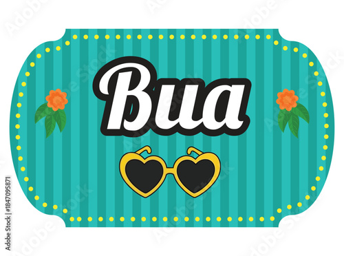 Bua wedding hand held signboard for joyful family photos, Indian marriage photo prop for aunt during festive wedding celebrations